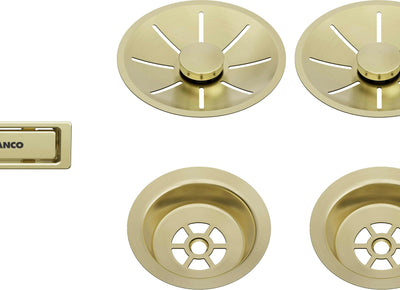 Zestaw elementów stalowych w kolorze satin gold, do armatury przelewowo-odpływowej InFino, do dwóch komór
