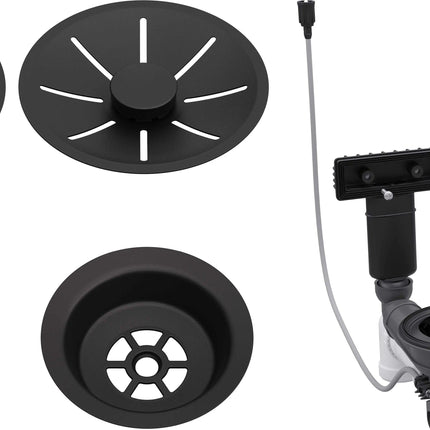 BLANCO Armatura odpływowo-przelewowa 2x3,5" z InFino, korkiem automat. i elementami stalowymi czarny mat