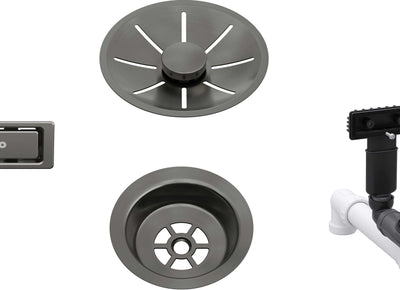 BLANCO Armatura odpływowo-przelewowa 1x3,5" z InFino i elementami stalowymi satin dark steel