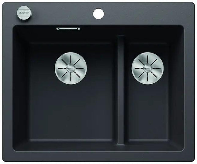 Zlewozmywak Blanco Pleon 6 Split Szarość skały z korkiem automatycznym