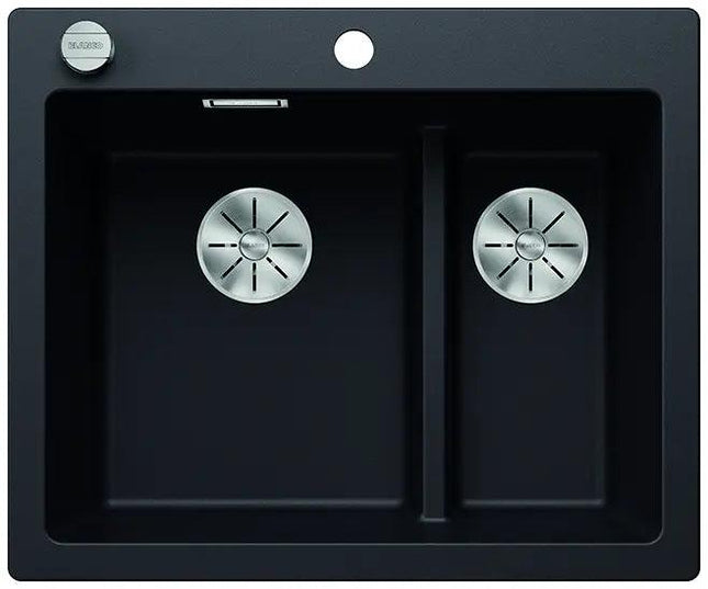 Zlewozmywak Blanco Pleon 6 Split Czarny z korkiem automatycznym