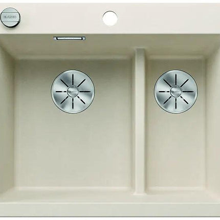 Zlewozmywak Blanco Pleon 6 Split Delikatny biały z korkiem automatycznym