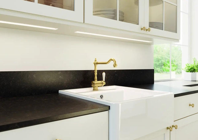 Bateria Kuchenna Blanco Tradon Satin gold - aranżacja