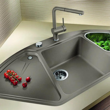 Zlewozmywak Blancodelta Ii-F Czarny z korkiem automatycznym