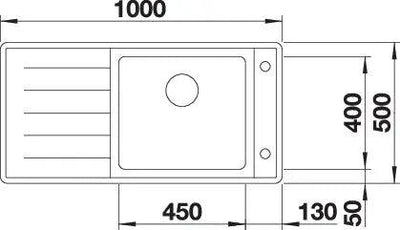 Zlewozmywak kuchenny z wymiarami: 1000x500 mm, zlewozmywaki do kuchni, akcesoria kuchenne