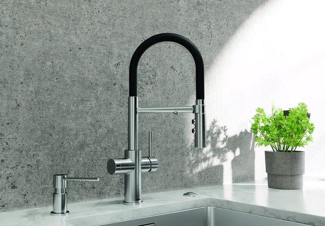 Bateria Kuchenna Systemowa Blanco Catris-S Flexo Filter PVD Steel - aranżacja