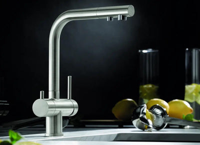 Bateria Kuchenna Systemowa Blanco Fontas Ii Filter Satin platinum - aranżacja